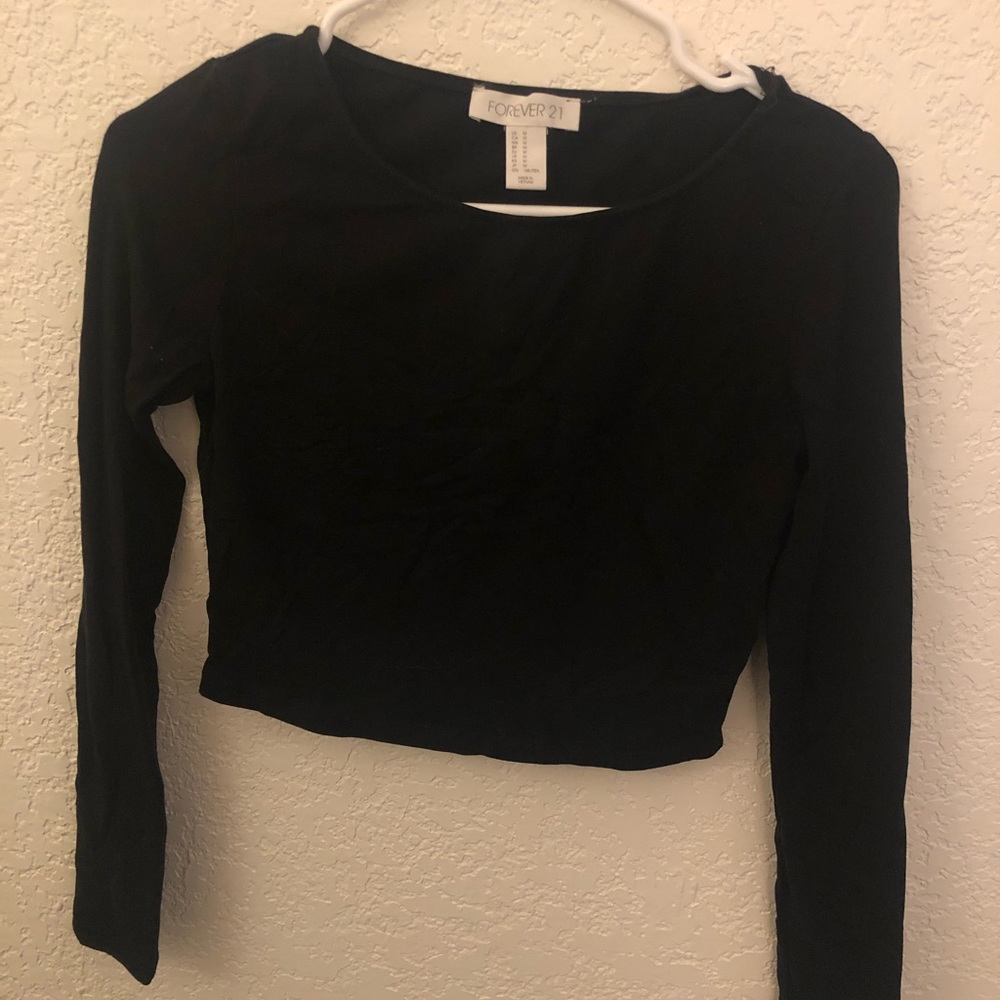 Forever21 Black Long Sleeve Crop Top